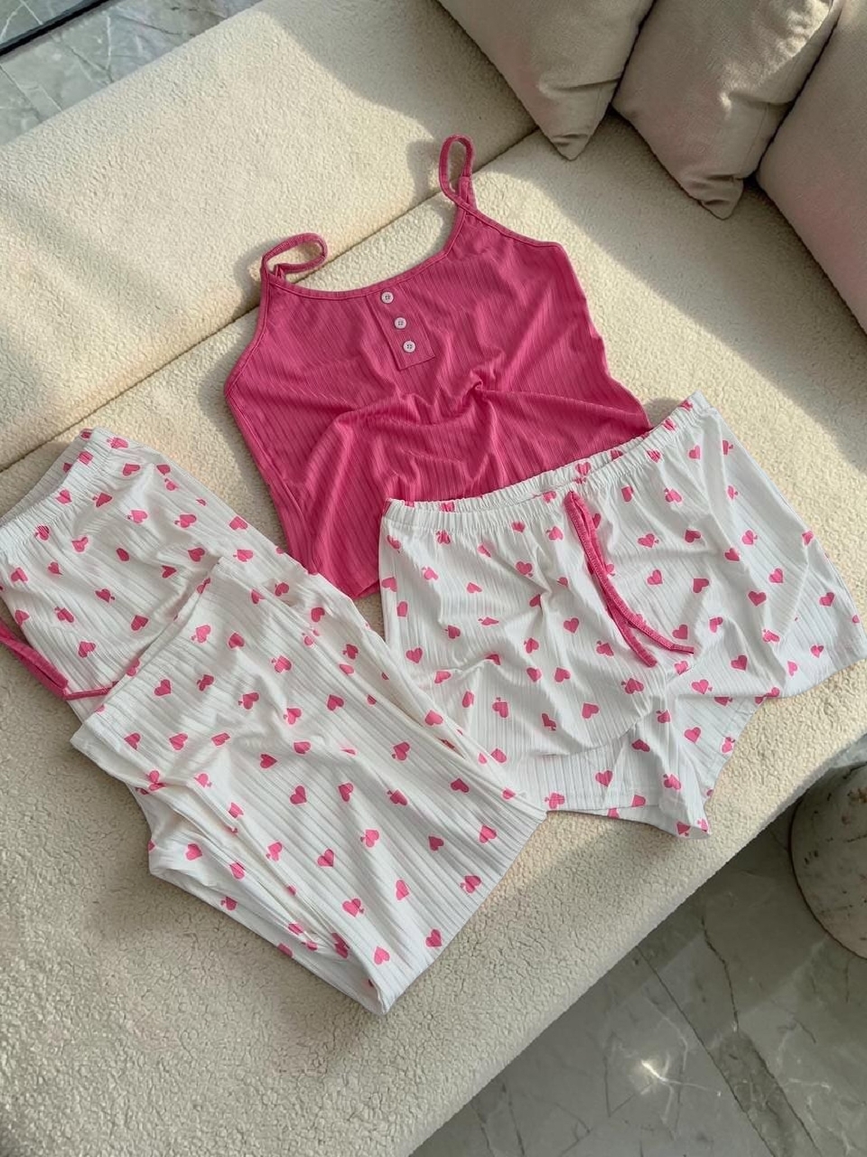 ست سه تیک تاپ شورتک شلوار