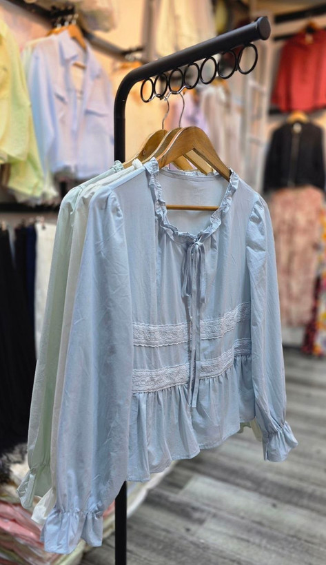 شومیز عروسکی دخترانه نخی کتان | فریسایز ۳۶ تا ۴۲