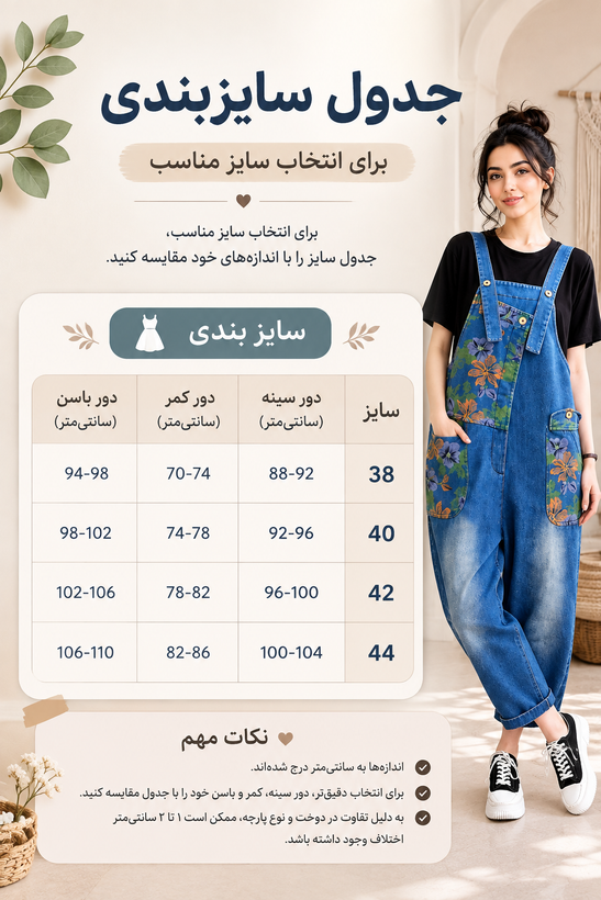 ALB-092 - بیلرسوت جین زنانه گلدار | مدل اسپرت و کژوال