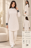 ALB-046 - بافت زنانه یقهدار طرح لوزی برجسته