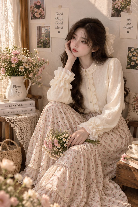 ALB-044-08 - شومیز مرواریدی یقه چین زنانه