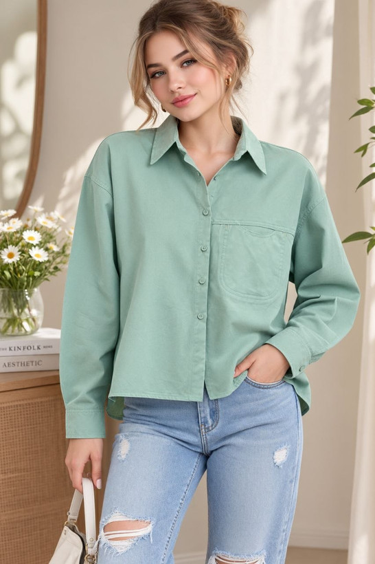 شومیز باکسی دخترانه کتان ALB-092-095