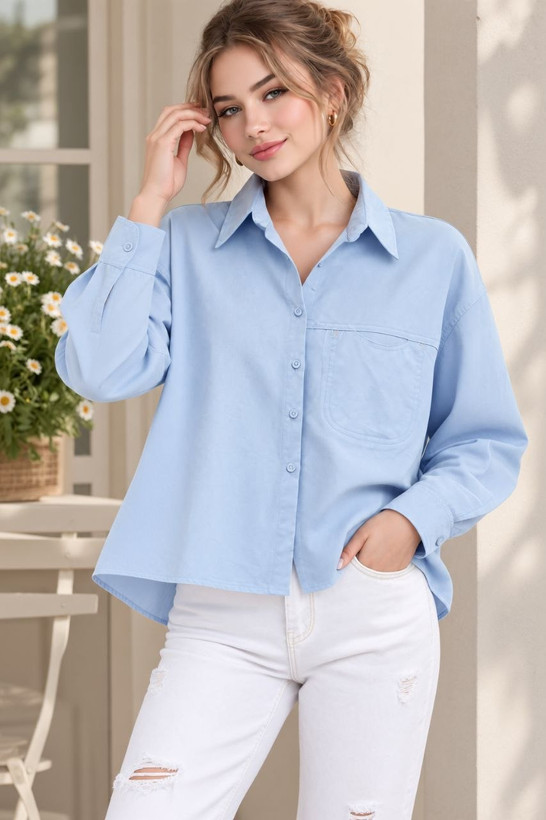 شومیز باکسی دخترانه کتان ALB-092-095