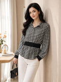 شومیز چهارخونه زنانه کرپ حریر ALB-092-093