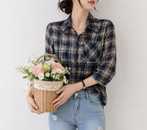 شومیز حریر چهارخونه زنانه ALB-092-068